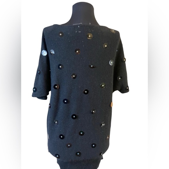 Vintage Bonnie Boerer & Company Black Short Sleeve Embellished Sweater - Picture 4 of 16